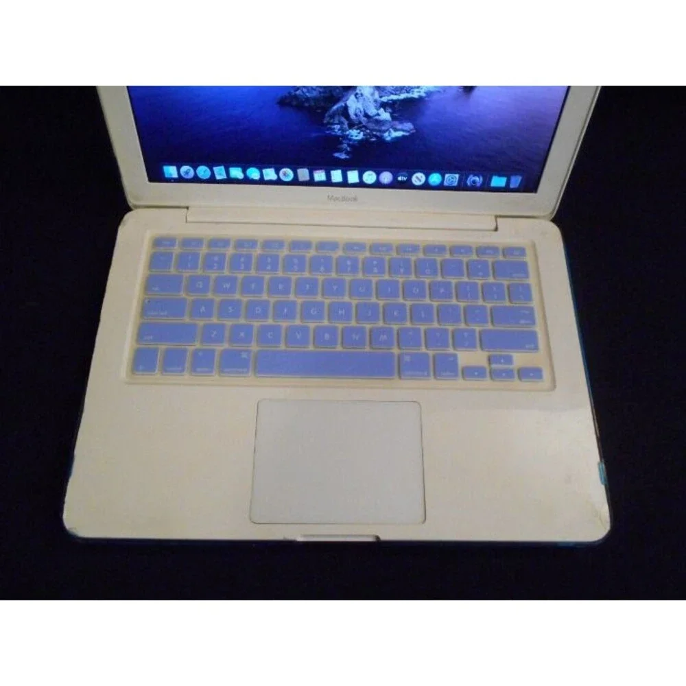 Macbook Unibody With Blue Protectice Case